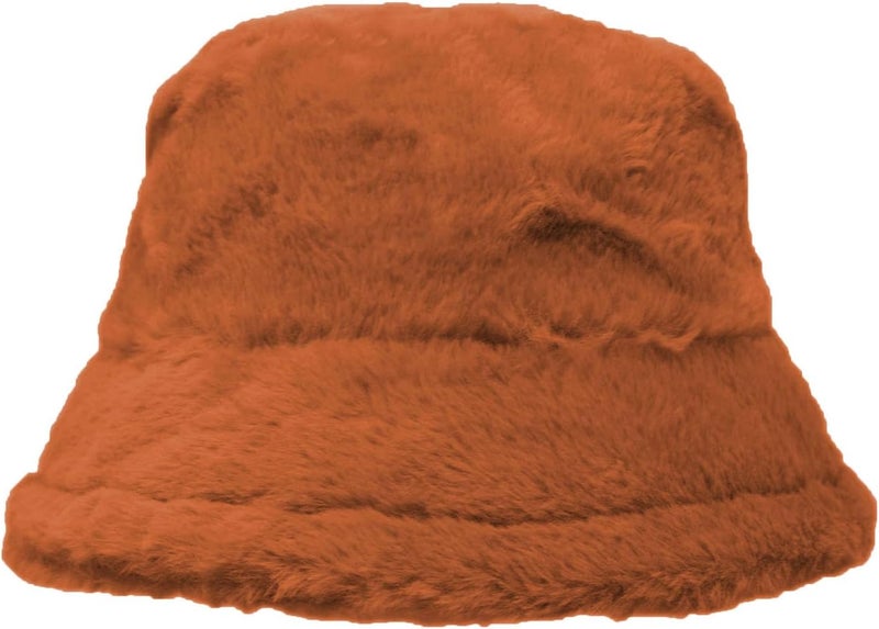 Glory Max Winter Fluffy Plush Bucket Hat Cozy Faux Fur Wide Brim Adjustable Size for Women - Image 2